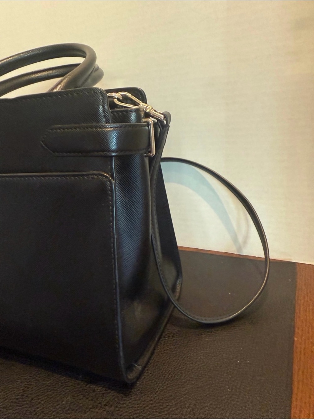 kate spade Black Saffiano Mini Satchel with Shoulder Strap - Picture 4 of 9